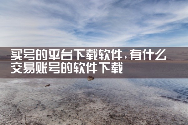 买号的平台下载软件