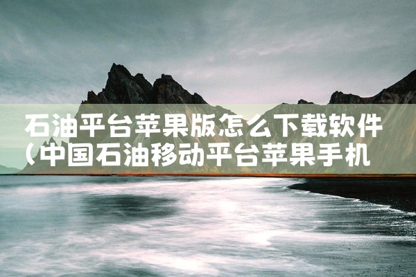石油平台苹果版怎么下载软件
